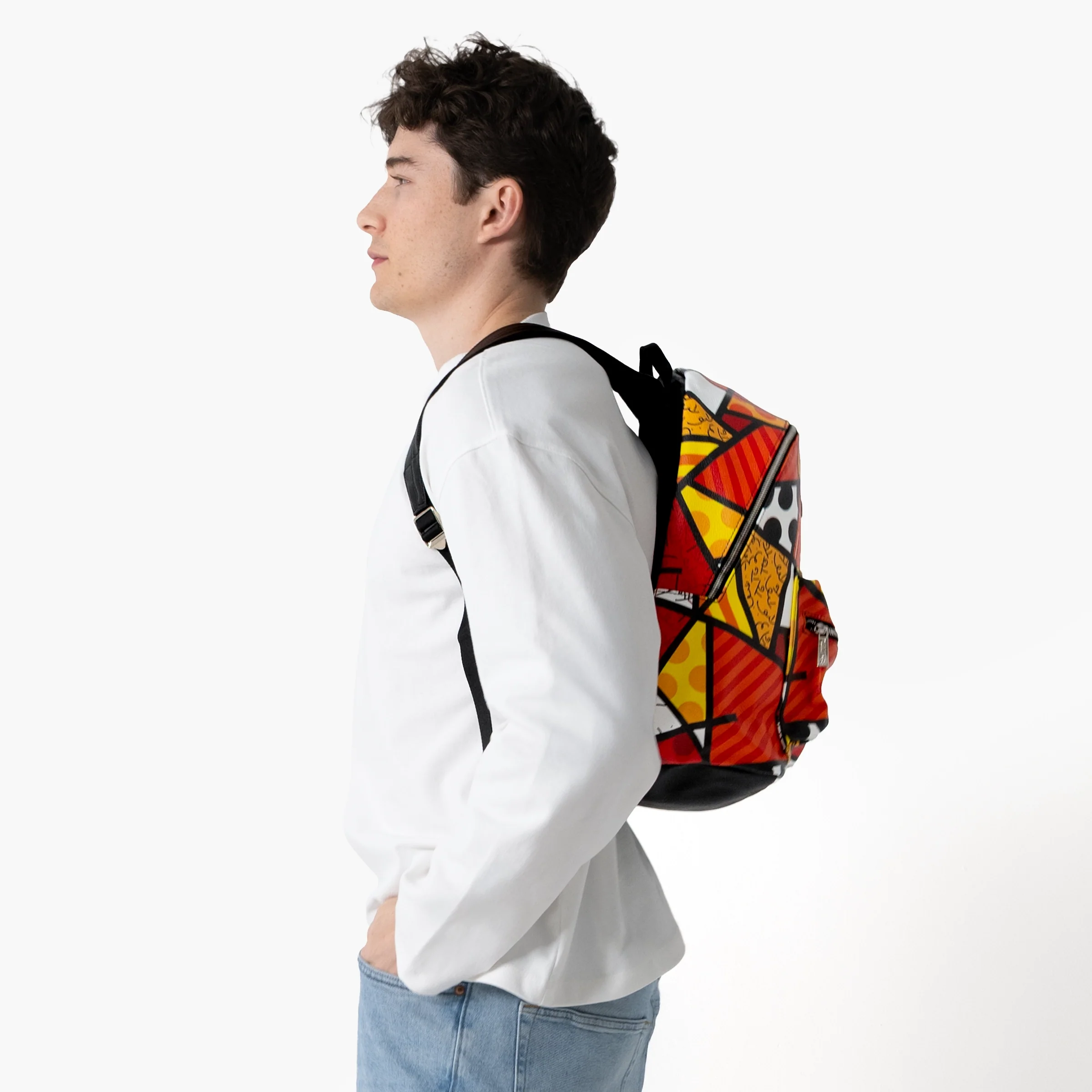 Red Landscape Britto Eco Leather Large Backpack - Image 6
