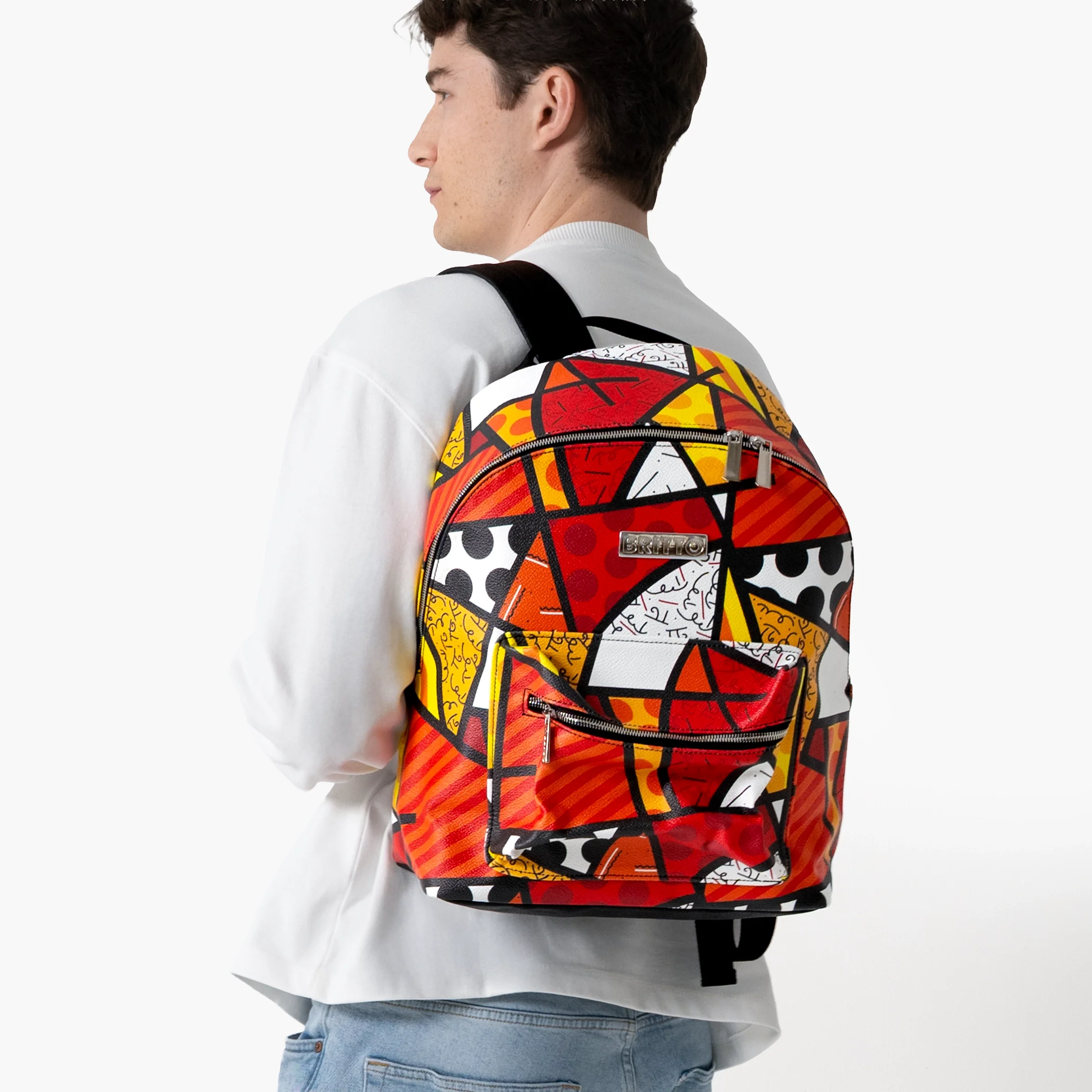 Red Landscape Britto Eco Leather Large Backpack - Image 7