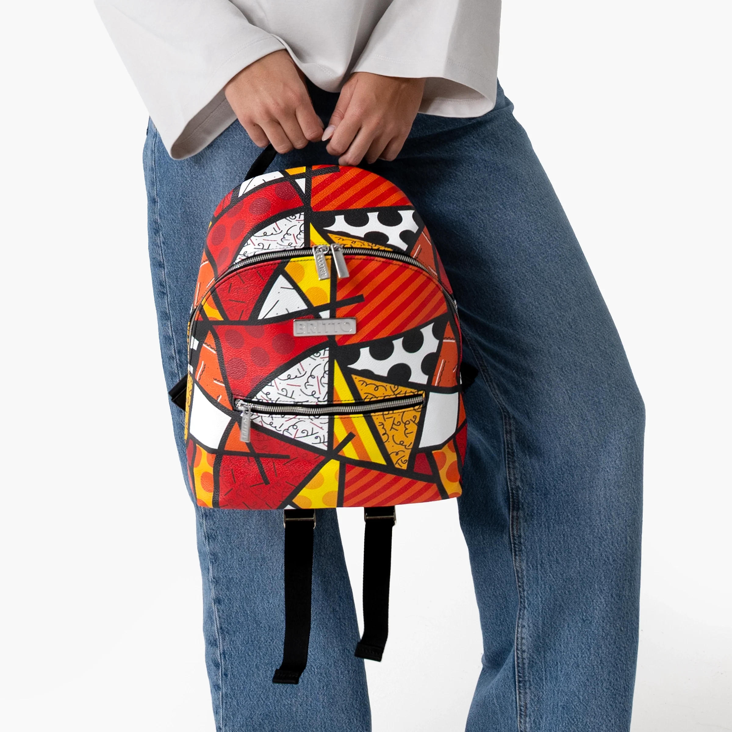 Red Landscape Britto Eco Leather Small Backpack - Image 5