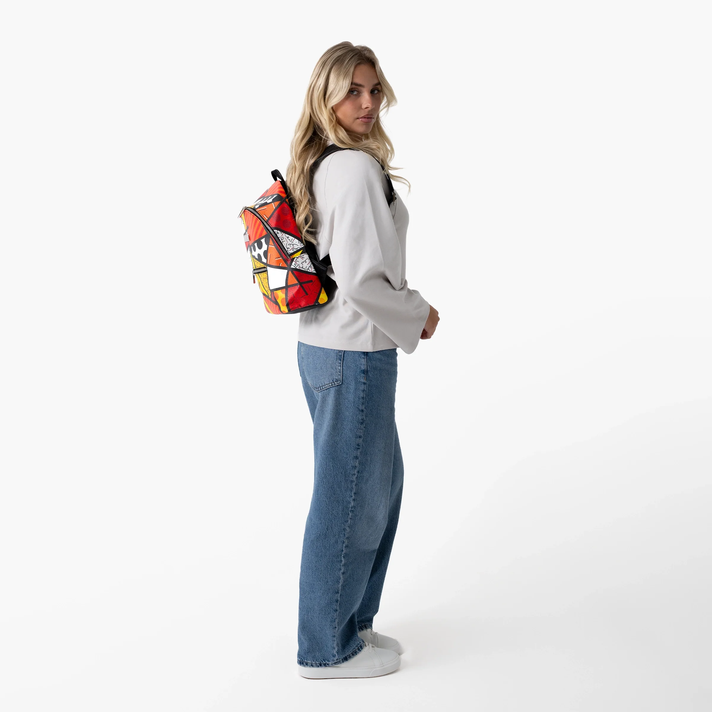 Red Landscape Britto Eco Leather Small Backpack - Image 6