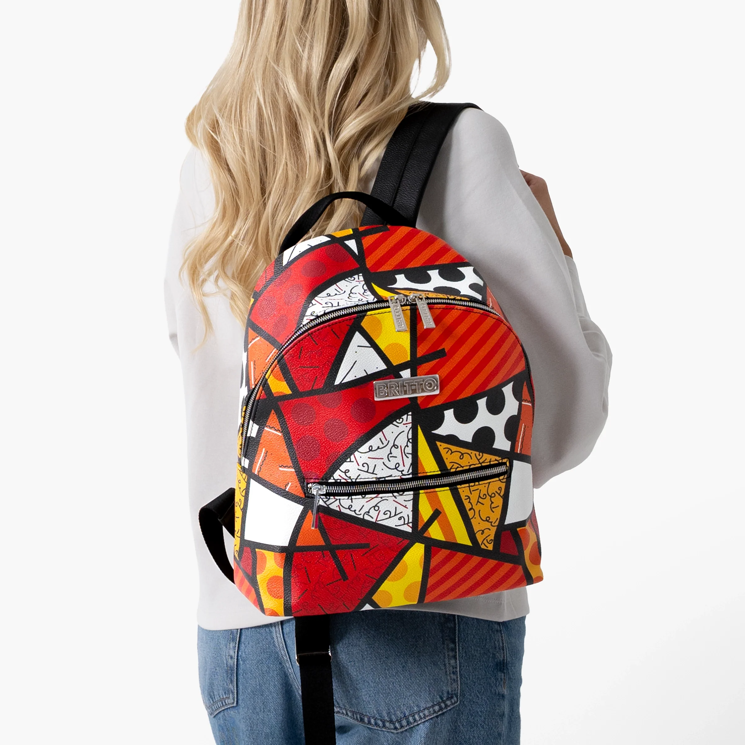 Red Landscape Britto Eco Leather Small Backpack - Image 7