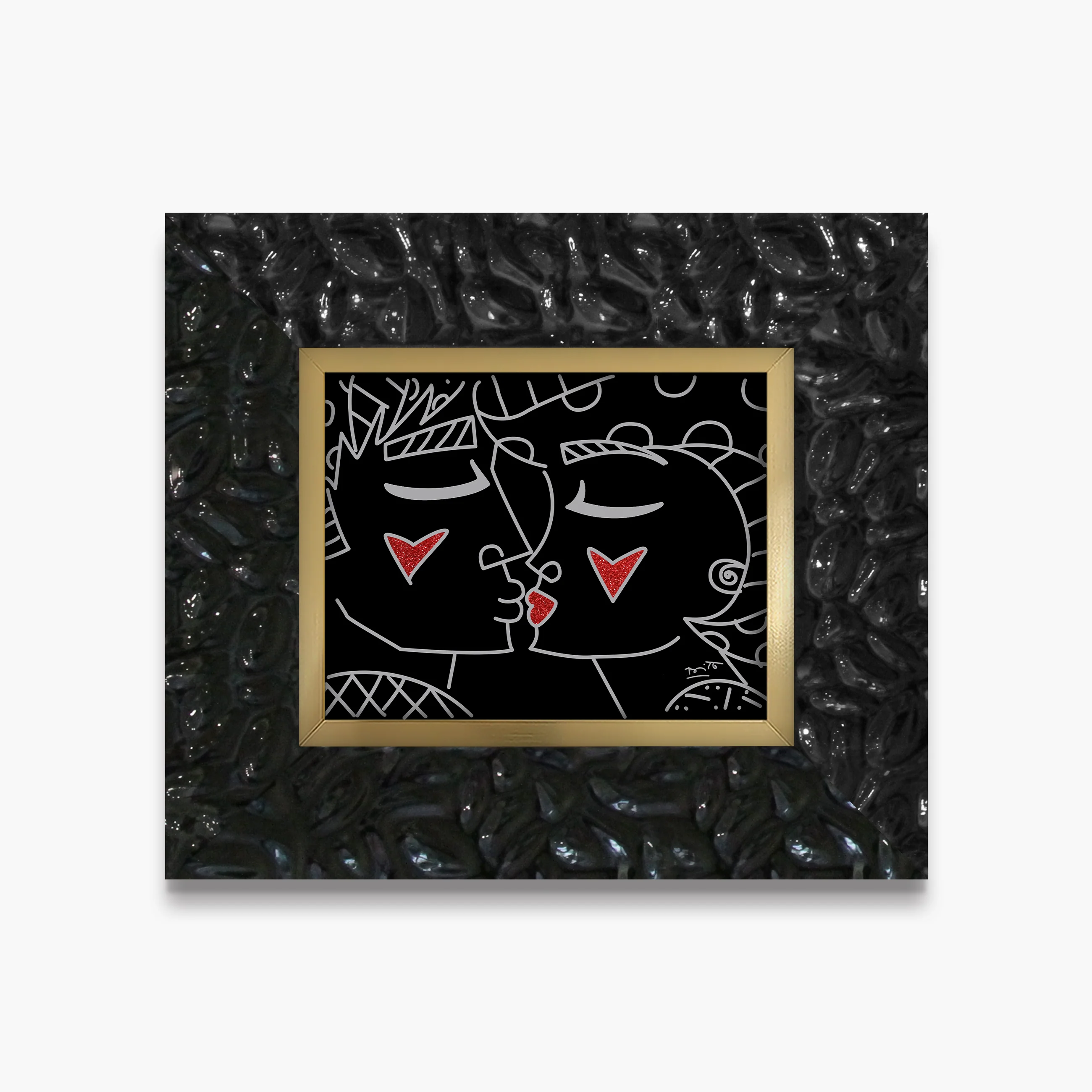Two Red Hearts Red Lips - Limited Edition Print