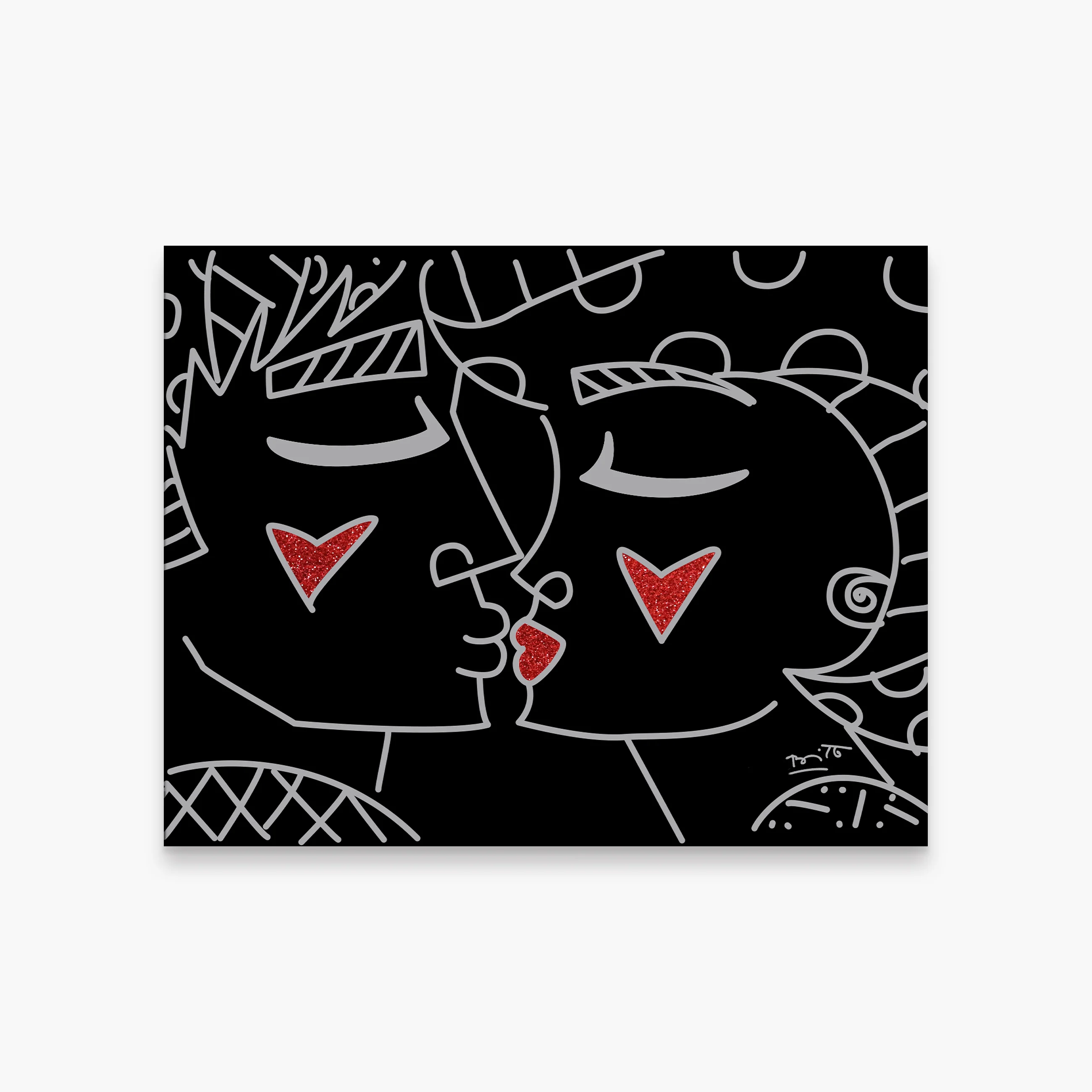 Two Red Hearts Red Lips - Limited Edition Print - Image 4