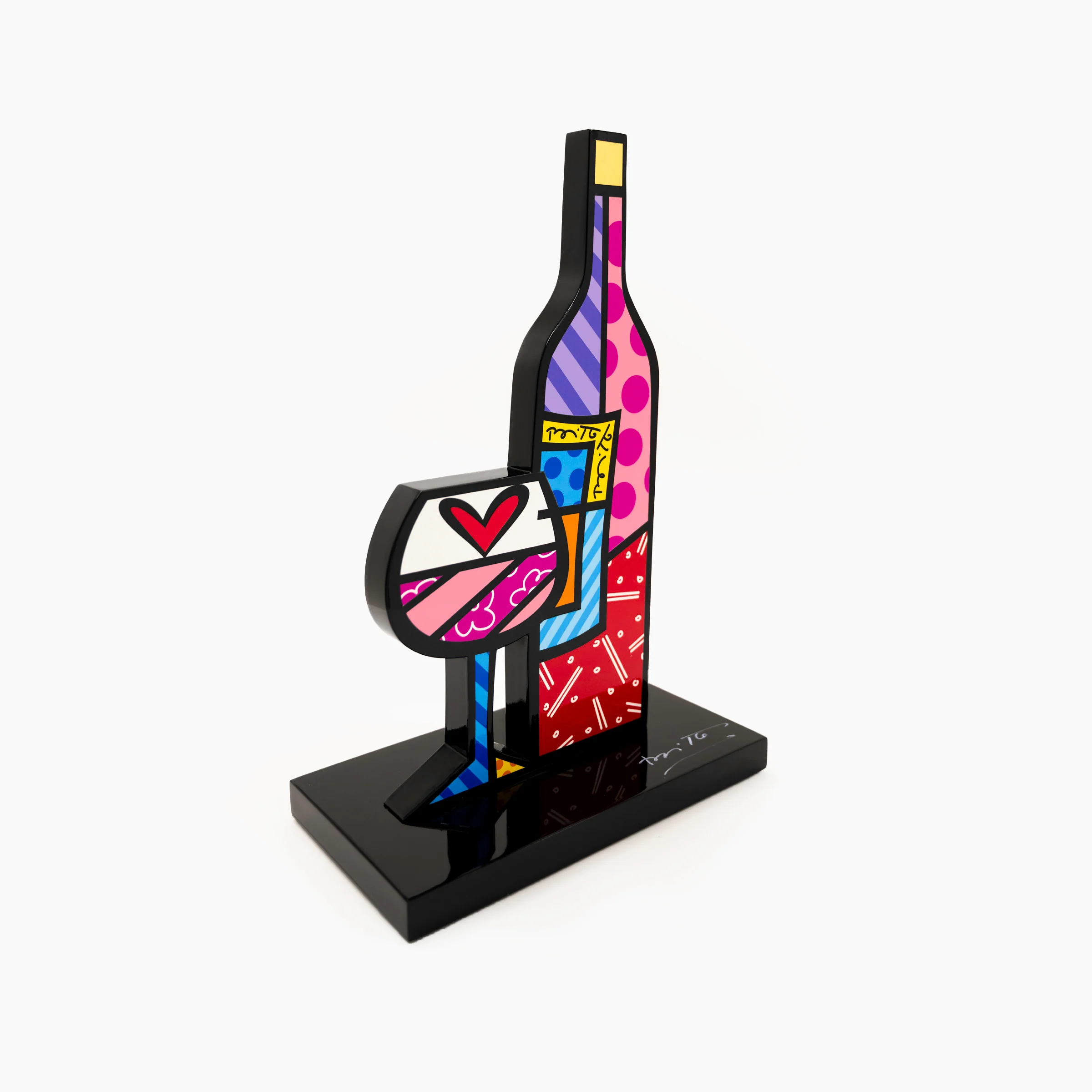 Wine & Glass (Black Base) - Limited Edition Sculpture - Image 2