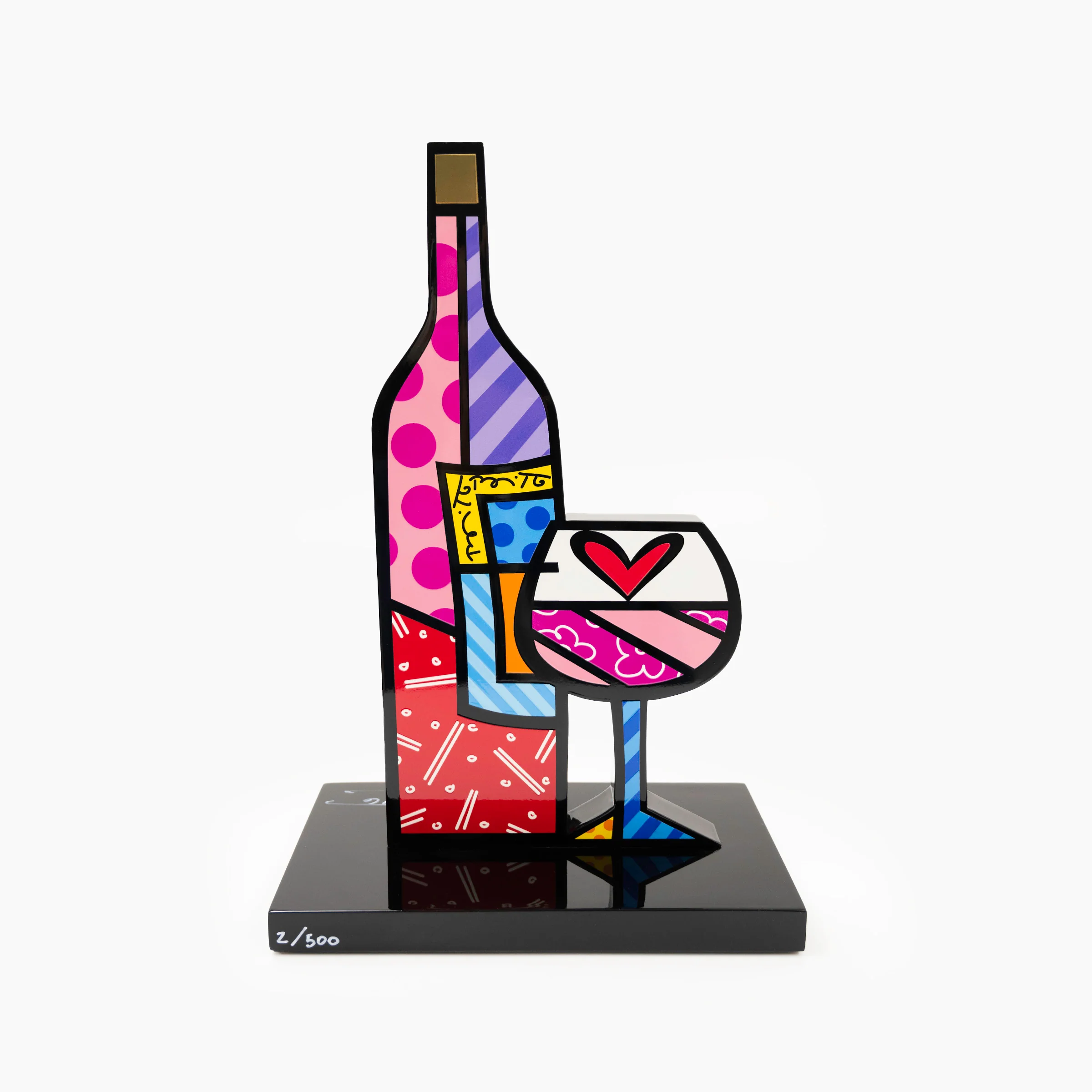 Wine & Glass (Black Base) - Limited Edition Sculpture - Image 4